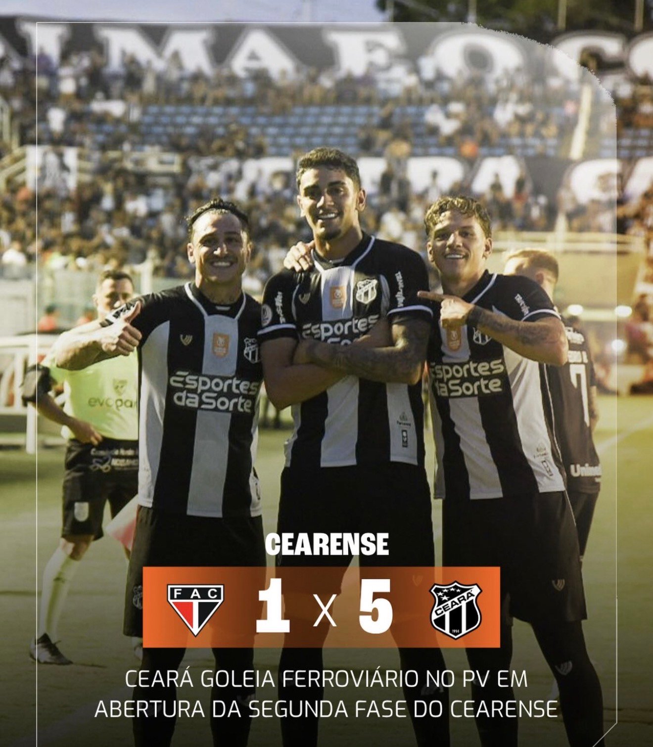 Ceará goleou a equipe do Ferroviário por 5 a 1